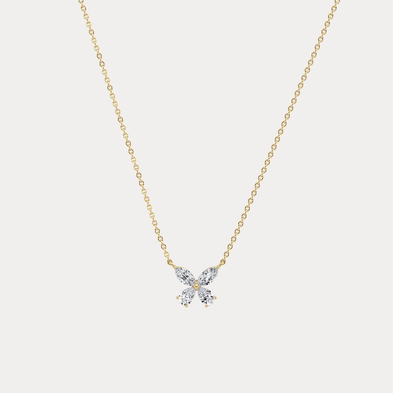 0.5CTW Lab Grown Diamond Butterfly Necklace In 14K Solid Gold/Platinum - Necklaces