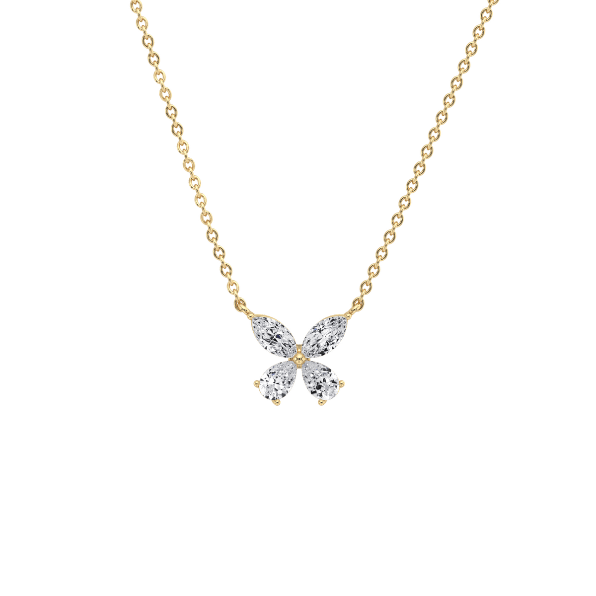 0.5CTW Lab Grown Diamond Butterfly Necklace In 14K Solid Gold/Platinum - Necklaces