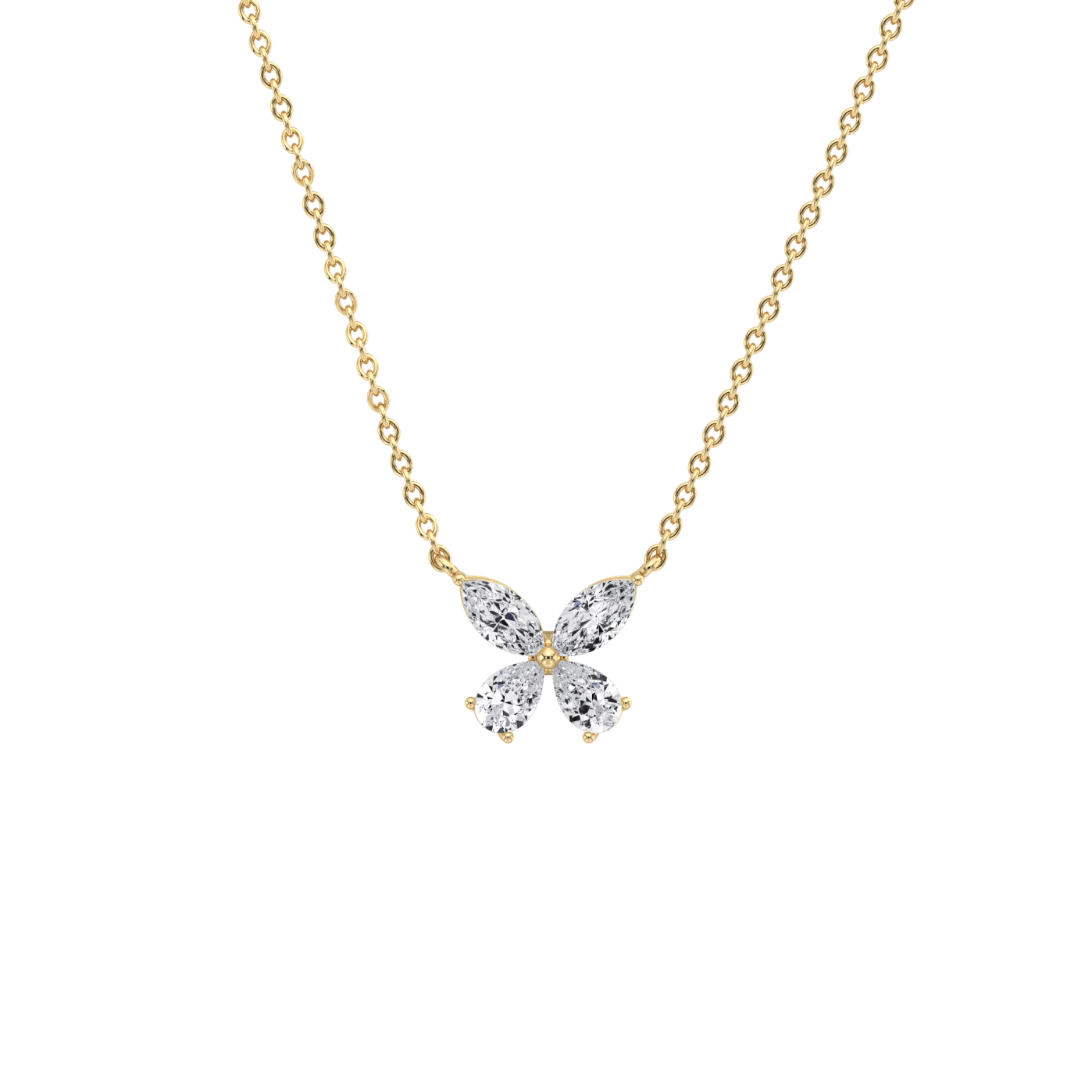 0.5CTW Lab Grown Diamond Butterfly Necklace In 14K Solid Gold/Platinum - Necklaces