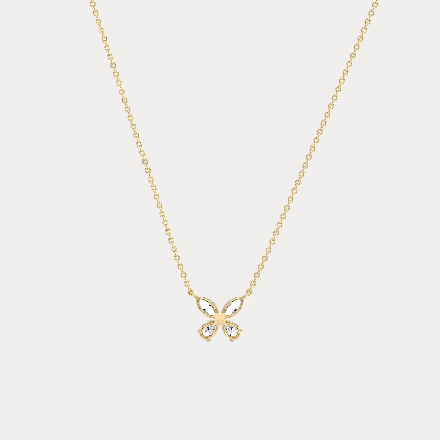 0.5CTW Lab Grown Diamond Butterfly Necklace In 14K Solid Gold/Platinum - Necklaces