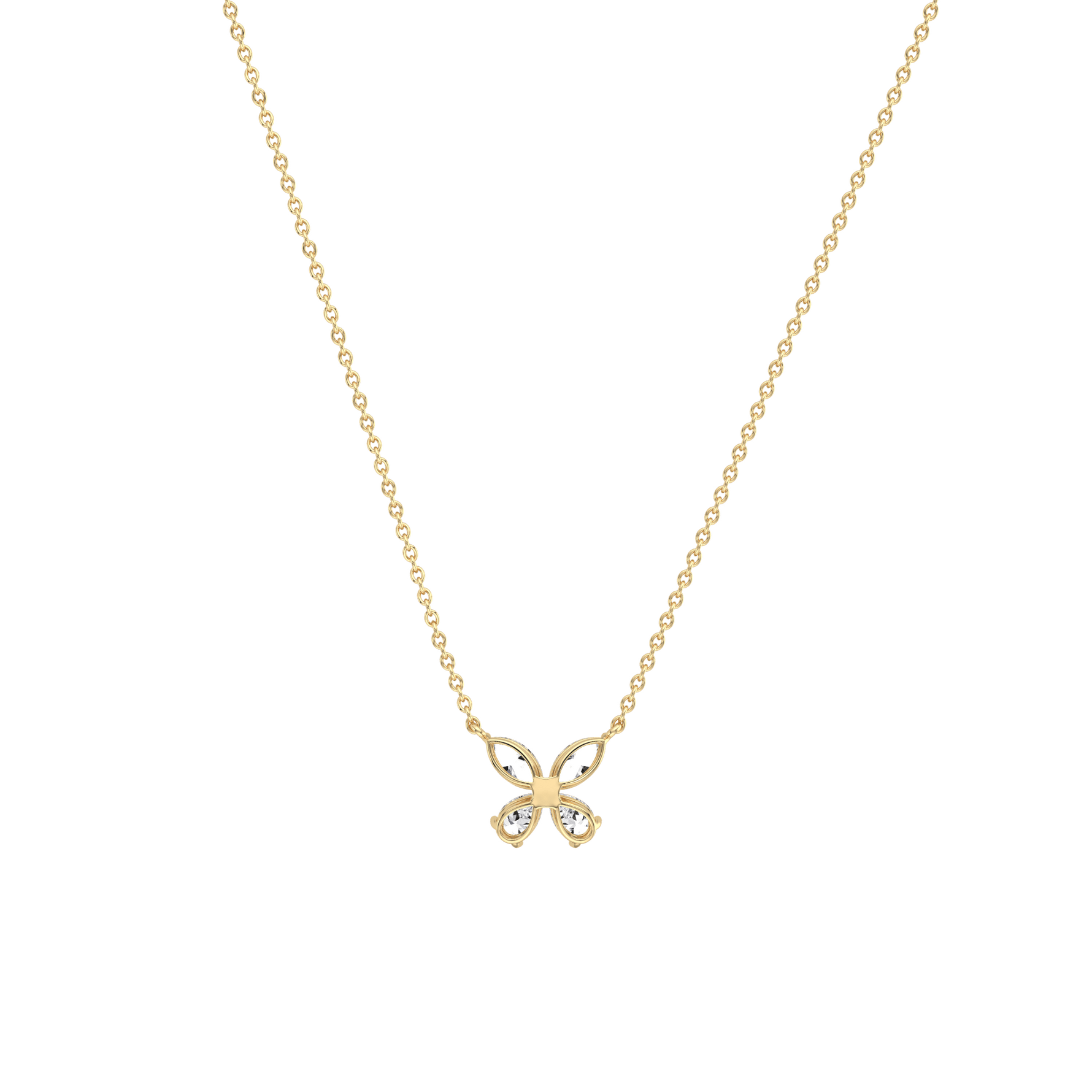 0.5CTW Lab Grown Diamond Butterfly Necklace In 14K Solid Gold/Platinum - Necklaces