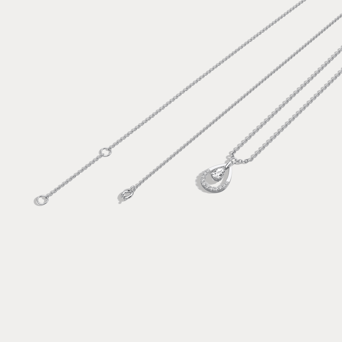 Teardrop Lab Diamond Pendant Necklace In 14K Solid Gold/Platinum - Necklaces