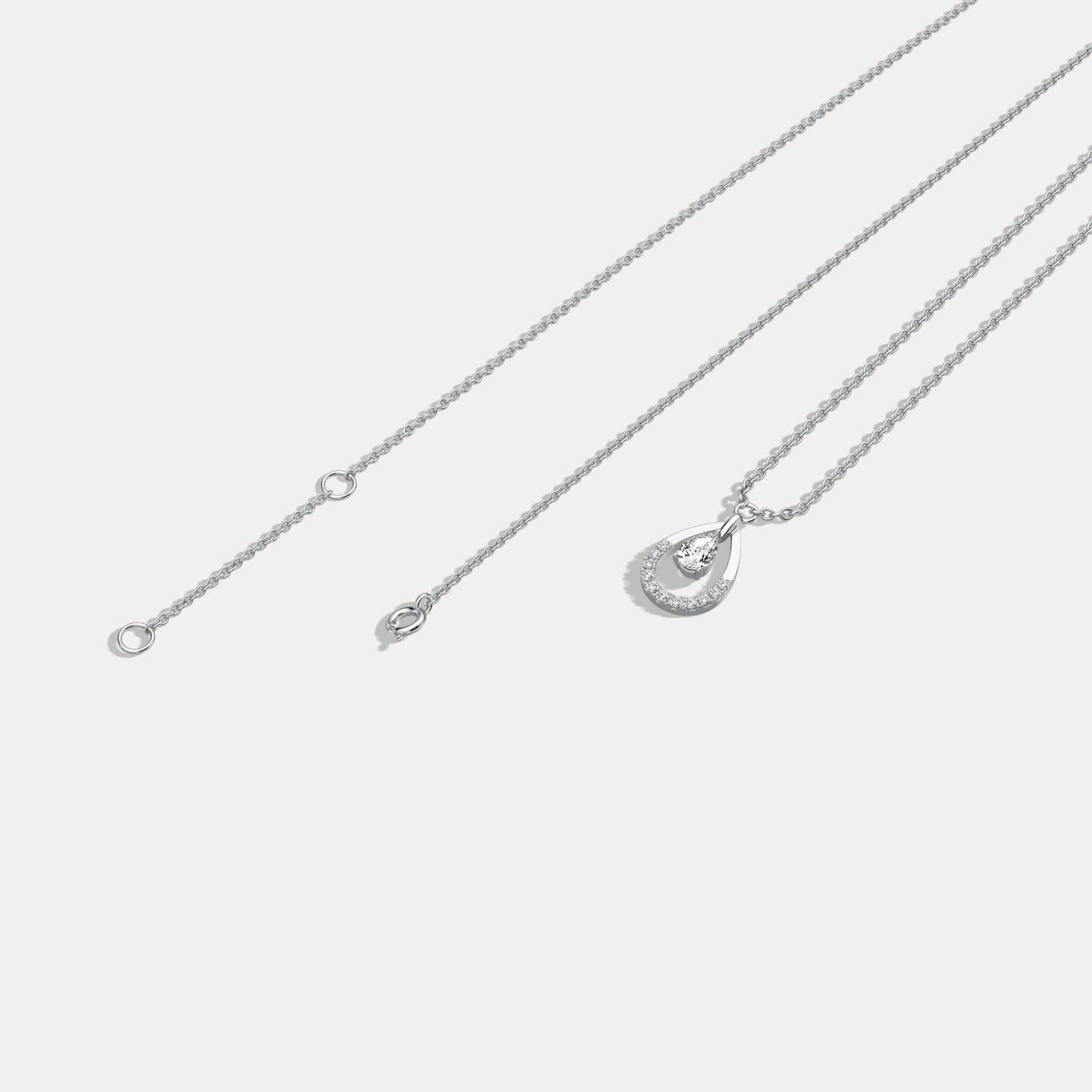 Teardrop Lab Diamond Pendant Necklace In 14K Solid Gold/Platinum - Necklaces