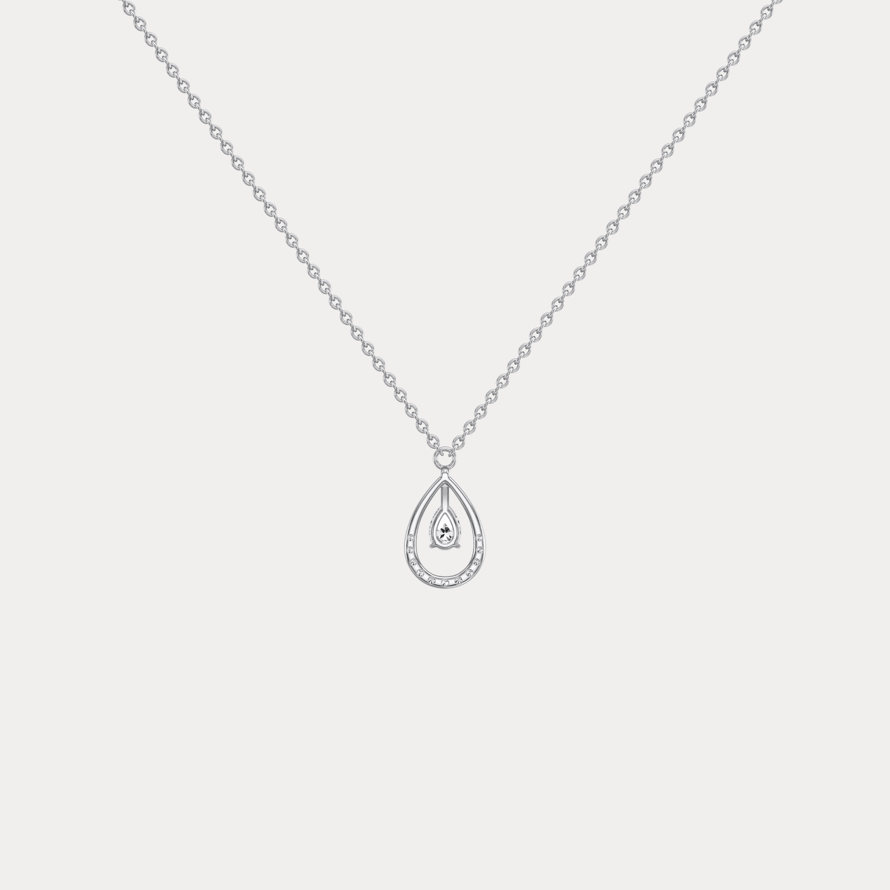 Teardrop Lab Diamond Pendant Necklace In 14K Solid Gold/Platinum - Necklaces