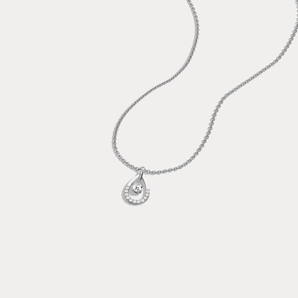 Teardrop Lab Diamond Pendant Necklace In 14K Solid Gold/Platinum - Necklaces