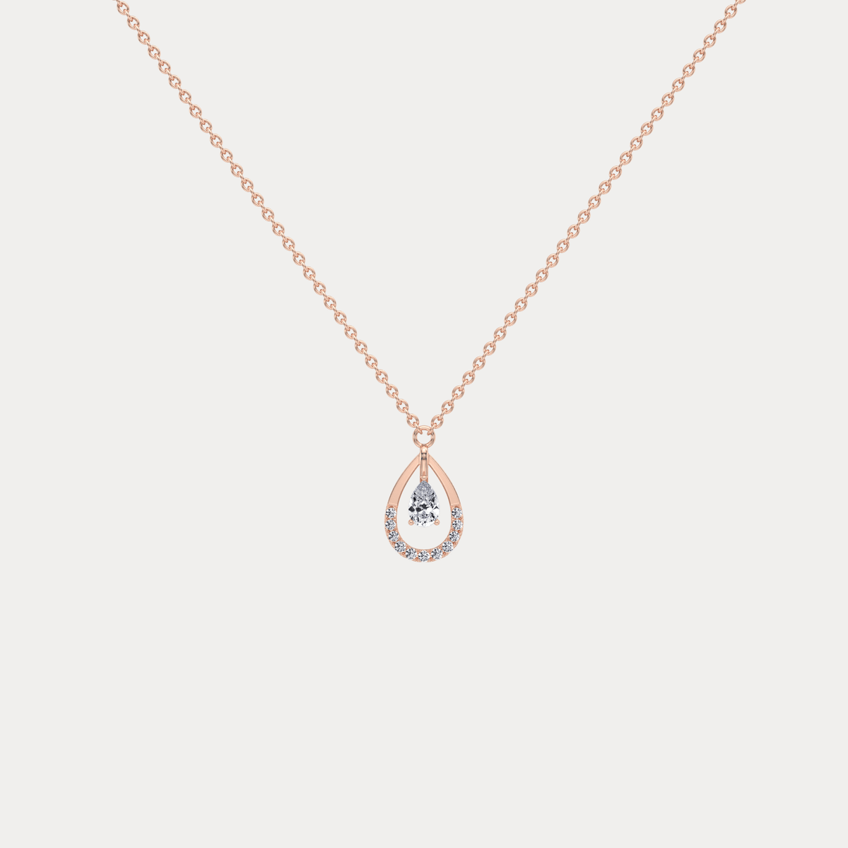 Teardrop Lab Diamond Pendant Necklace In 14K Solid Gold/Platinum - Necklaces
