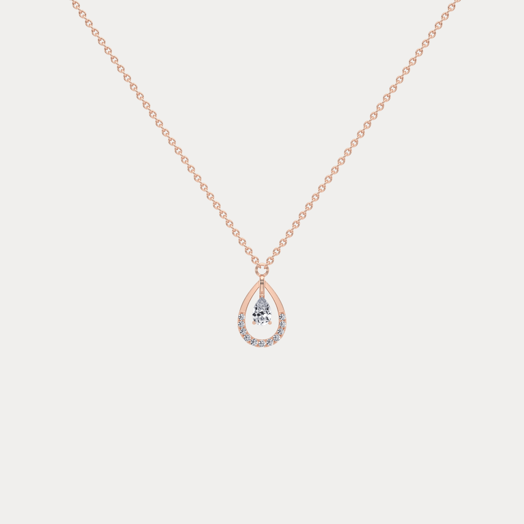 Teardrop Lab Diamond Pendant Necklace In 14K Solid Gold/Platinum - Necklaces