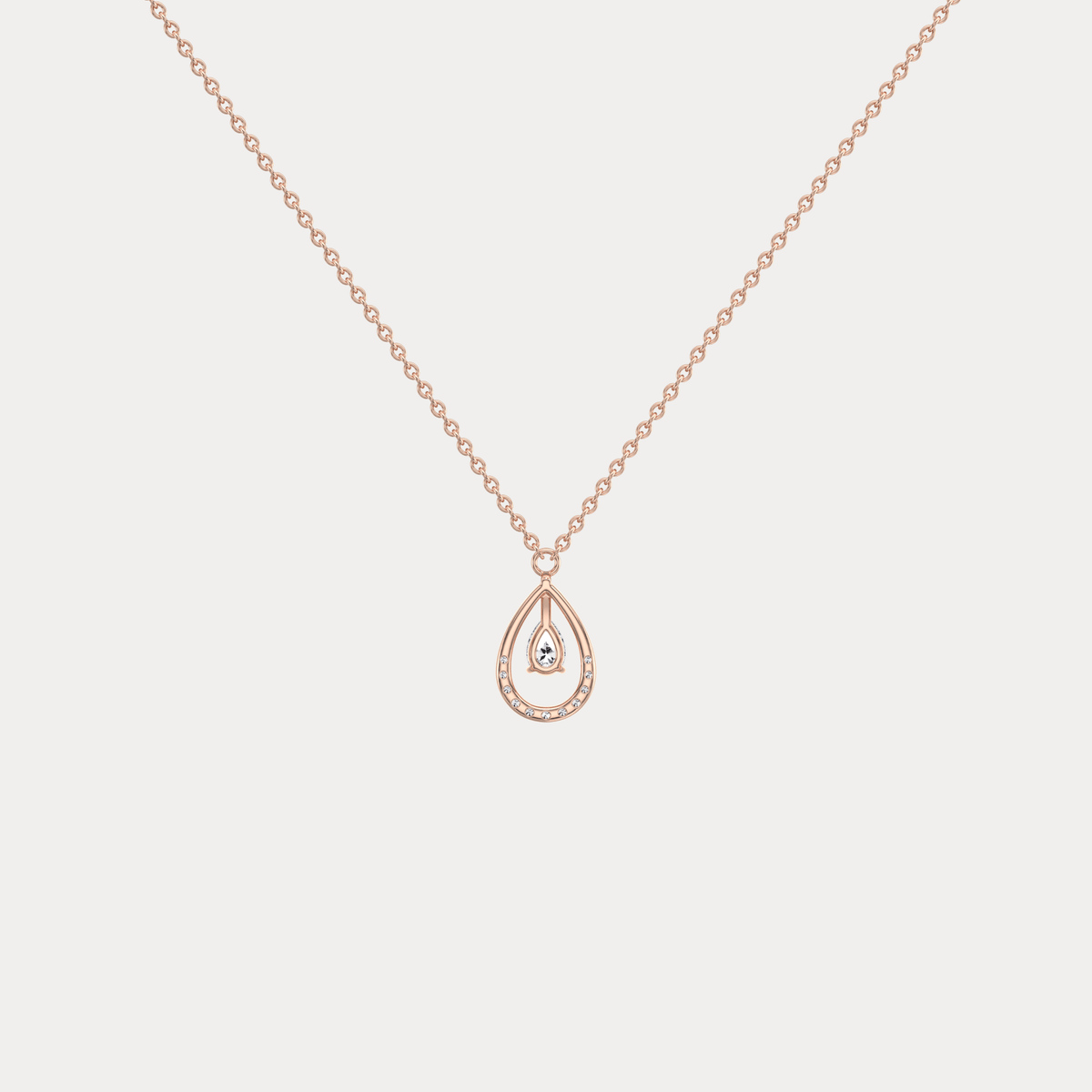Teardrop Lab Diamond Pendant Necklace In 14K Solid Gold/Platinum - Necklaces