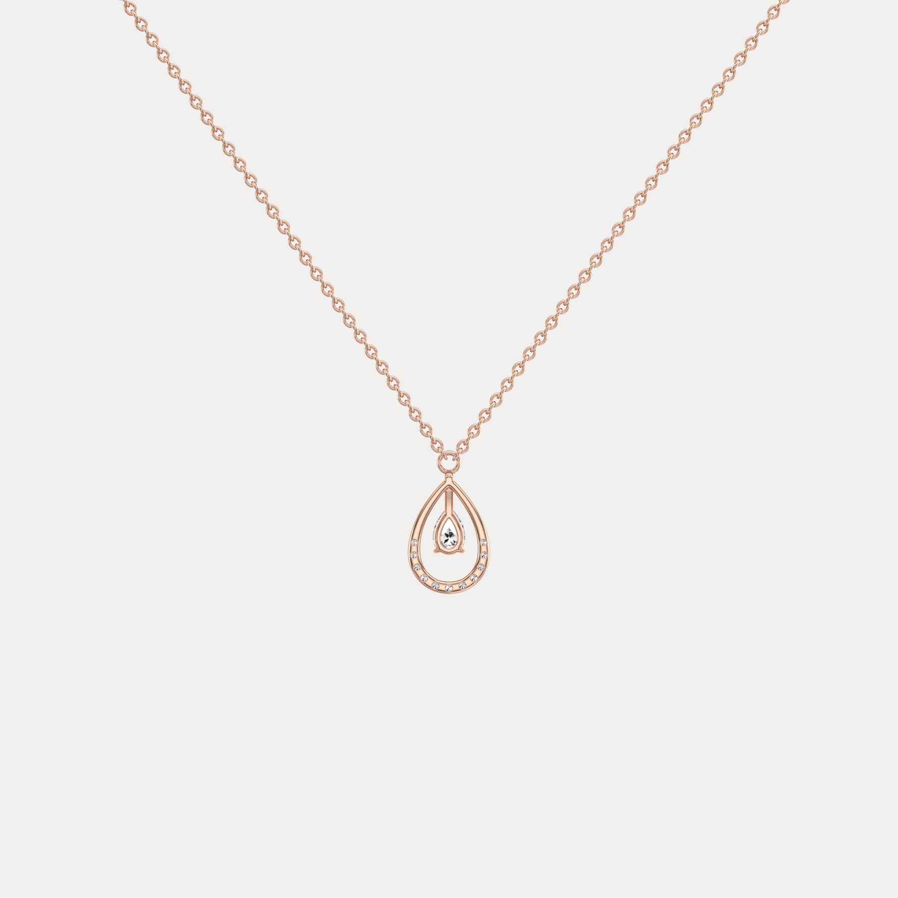 Teardrop Lab Diamond Pendant Necklace In 14K Solid Gold/Platinum - Necklaces