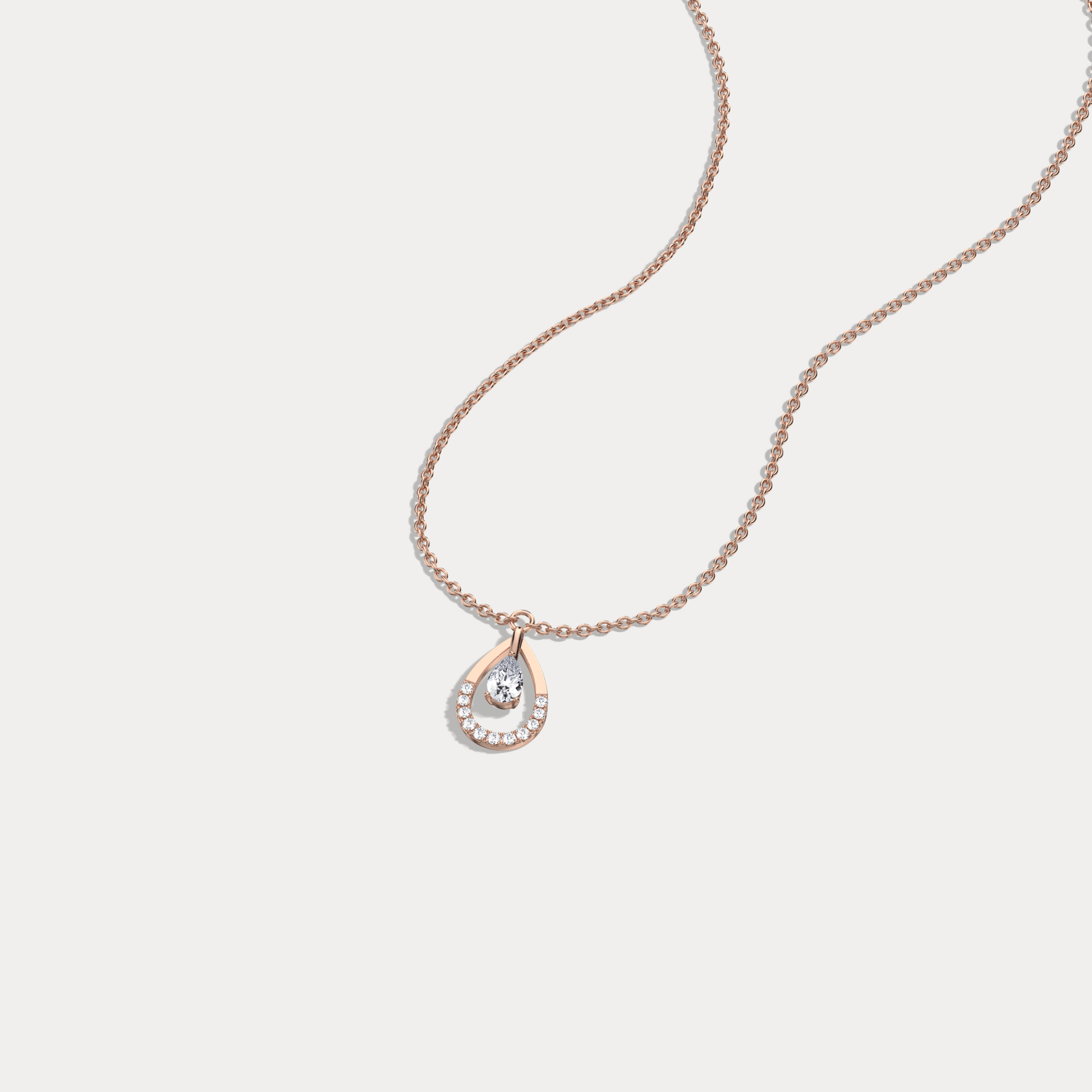 Teardrop Lab Diamond Pendant Necklace In 14K Solid Gold/Platinum - Necklaces