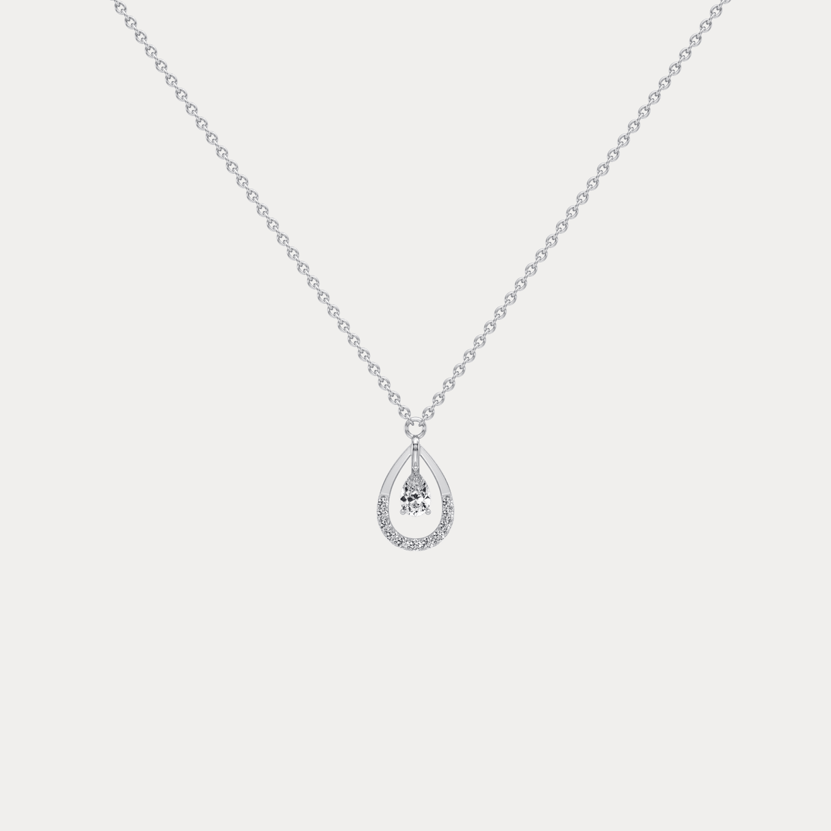 Teardrop Lab Diamond Pendant Necklace In 14K Solid Gold/Platinum - Necklaces