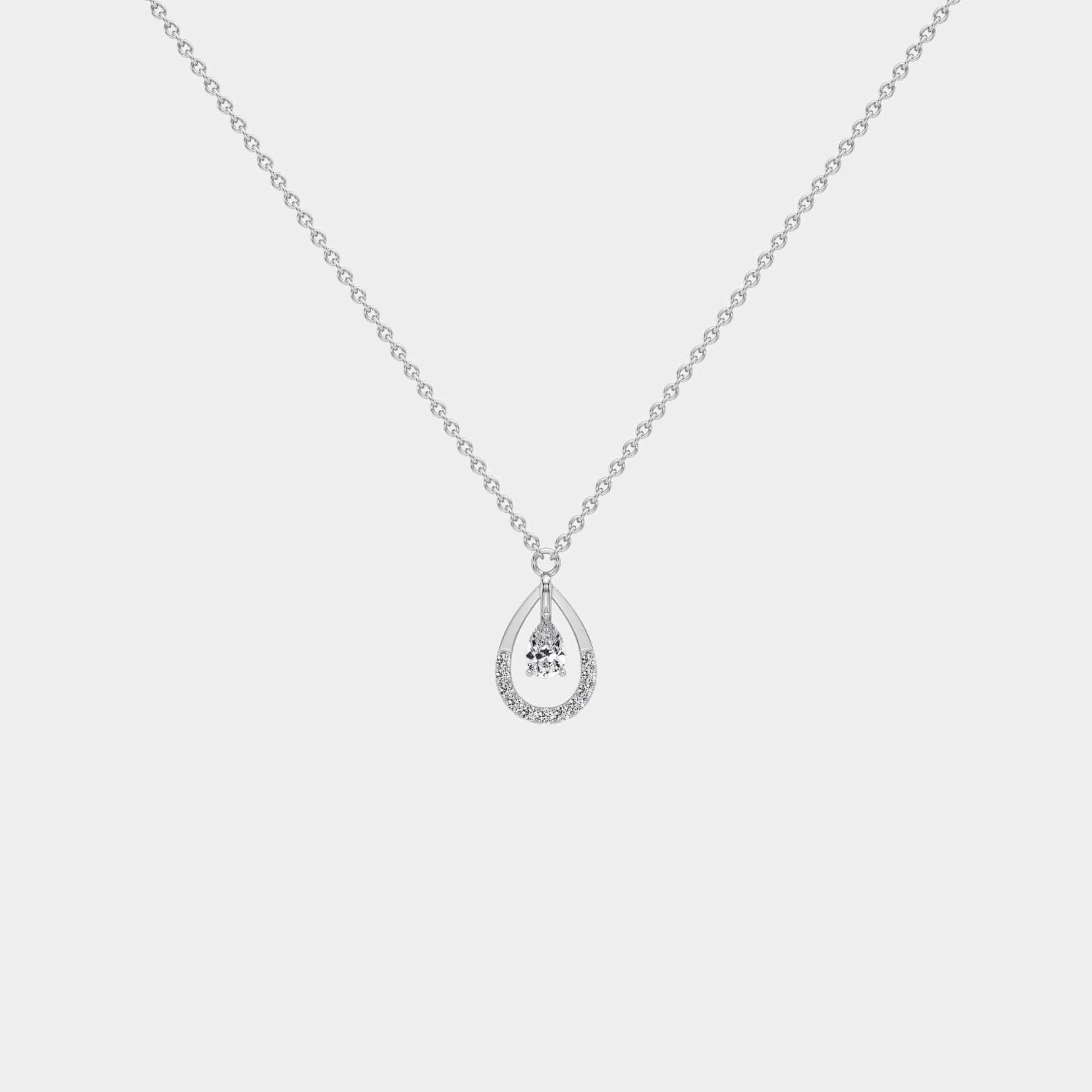 Teardrop Lab Diamond Pendant Necklace In 14K Solid Gold/Platinum - Necklaces