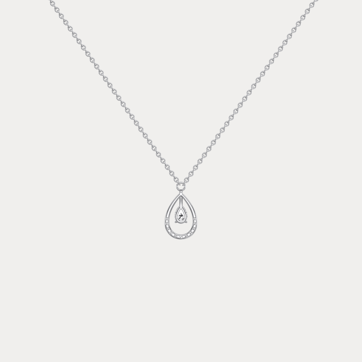 Teardrop Lab Diamond Pendant Necklace In 14K Solid Gold/Platinum - Necklaces