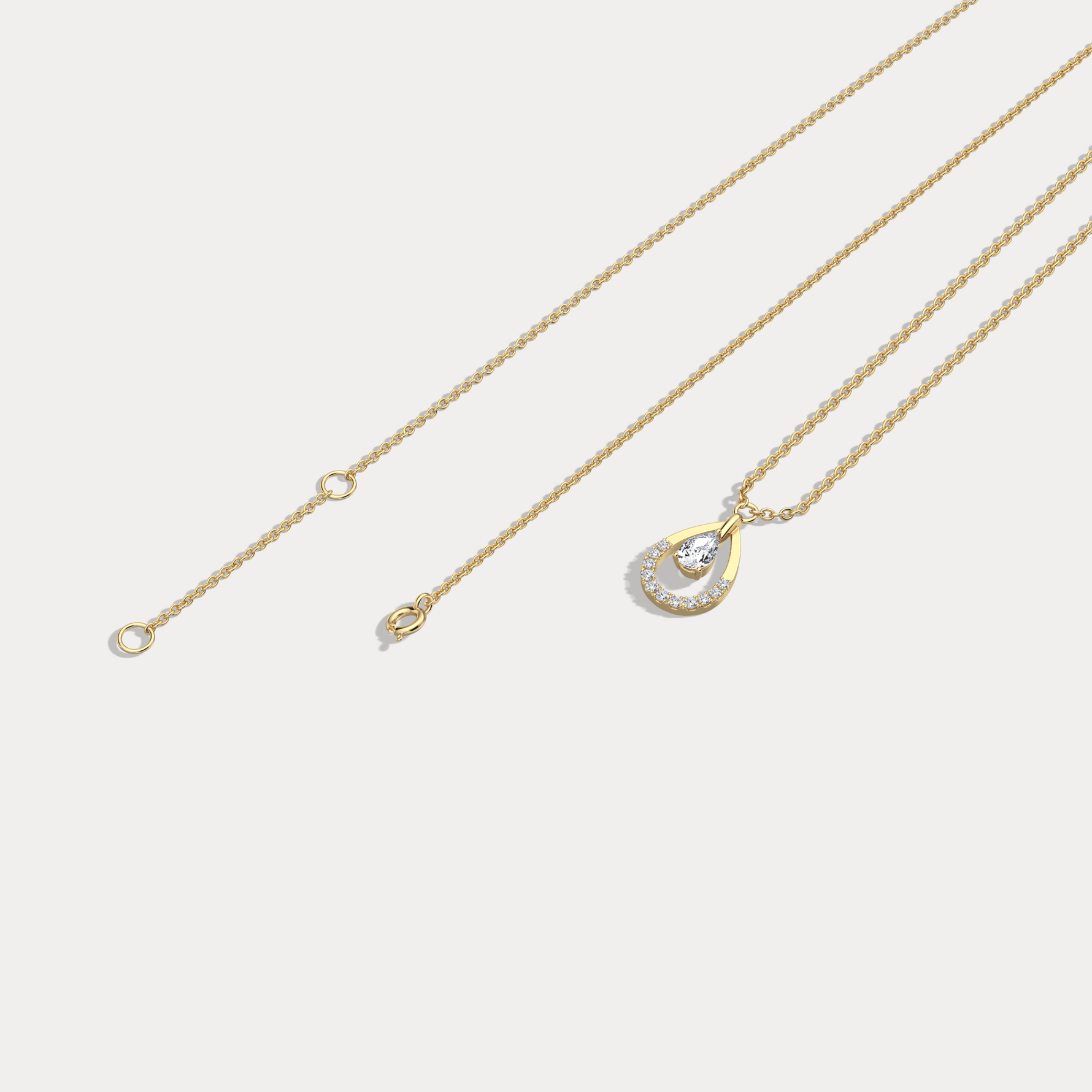 Teardrop Lab Diamond Pendant Necklace In 14K Solid Gold/Platinum - Necklaces
