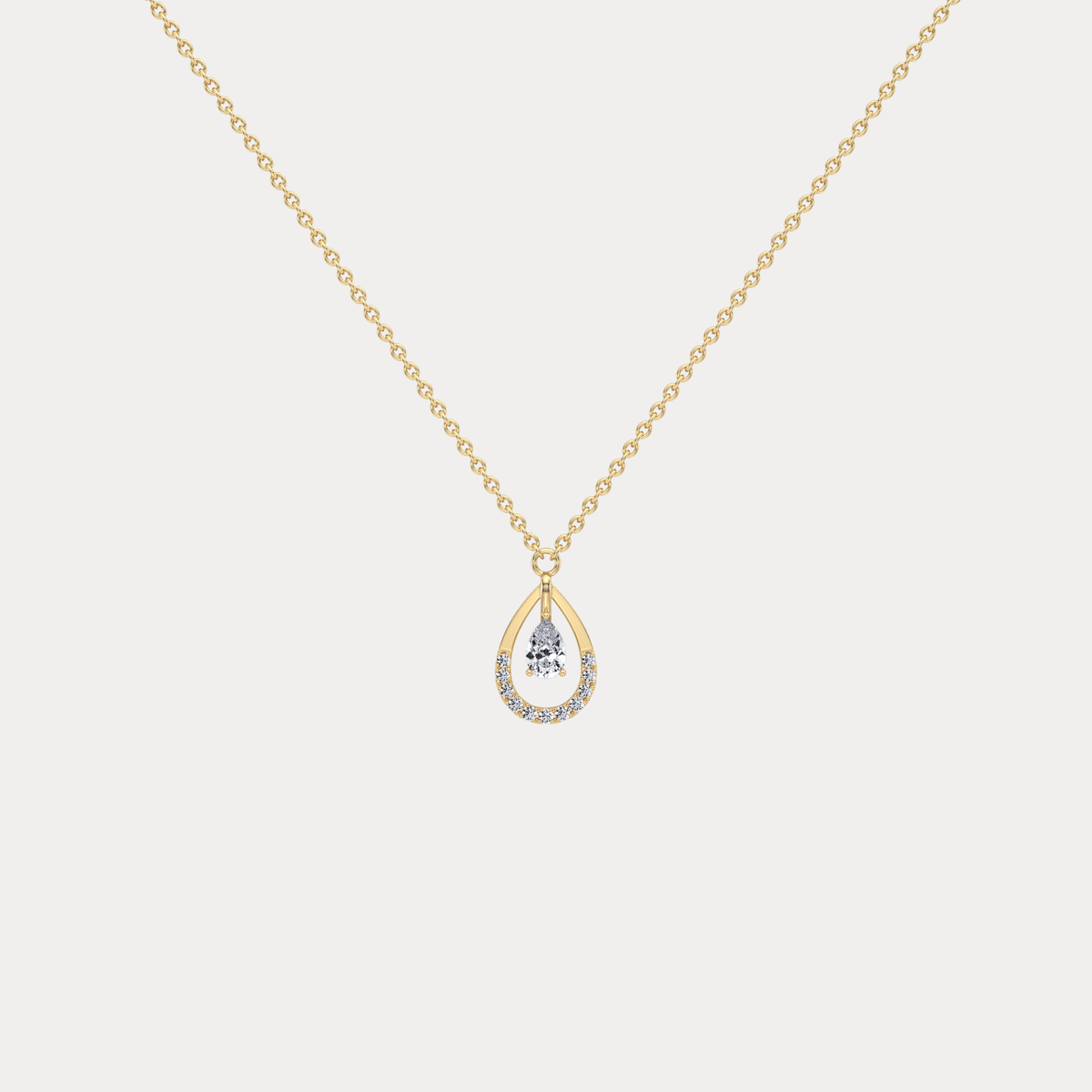 Teardrop Lab Diamond Pendant Necklace In 14K Solid Gold/Platinum - Necklaces