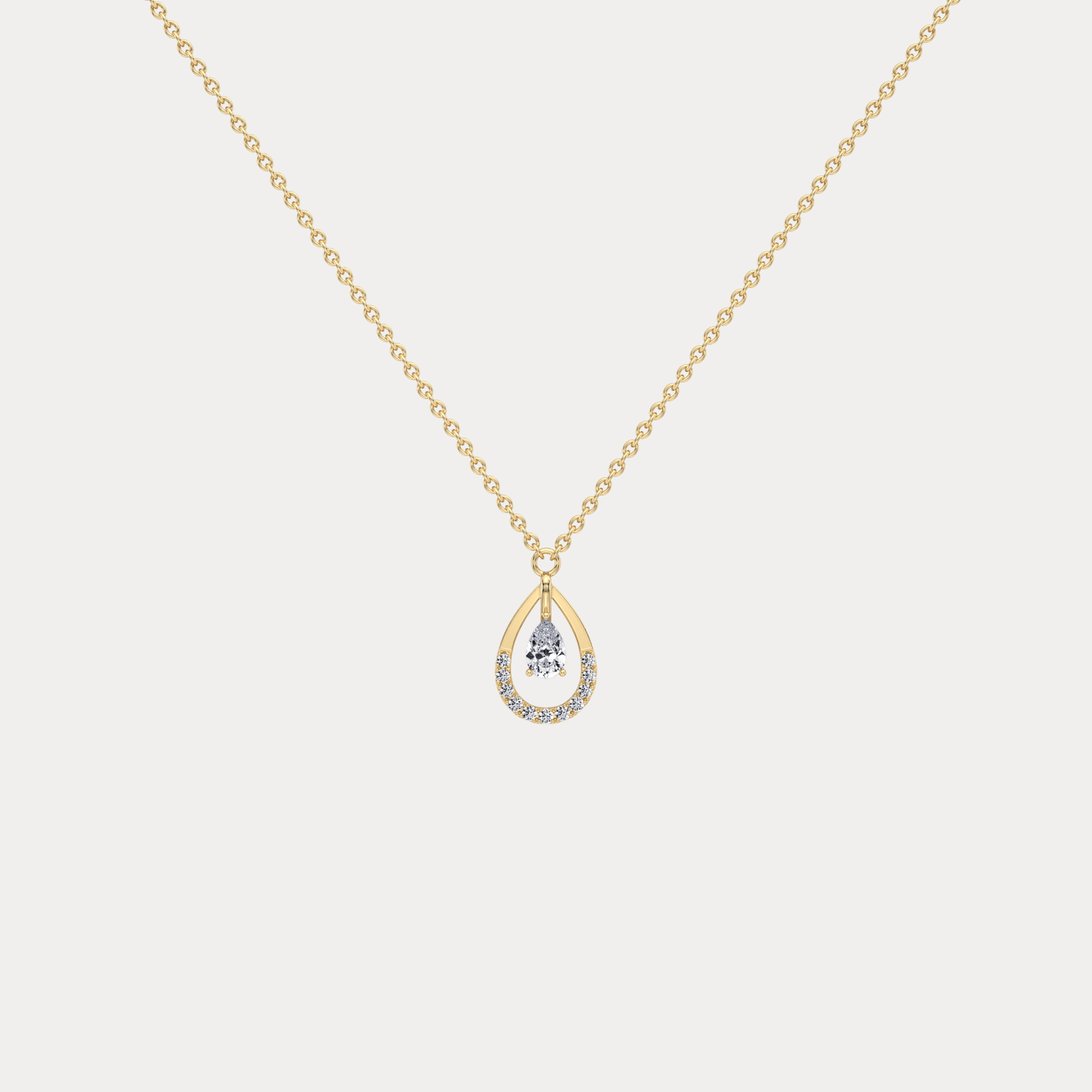 Teardrop Lab Diamond Pendant Necklace In 14K Solid Gold/Platinum - Necklaces
