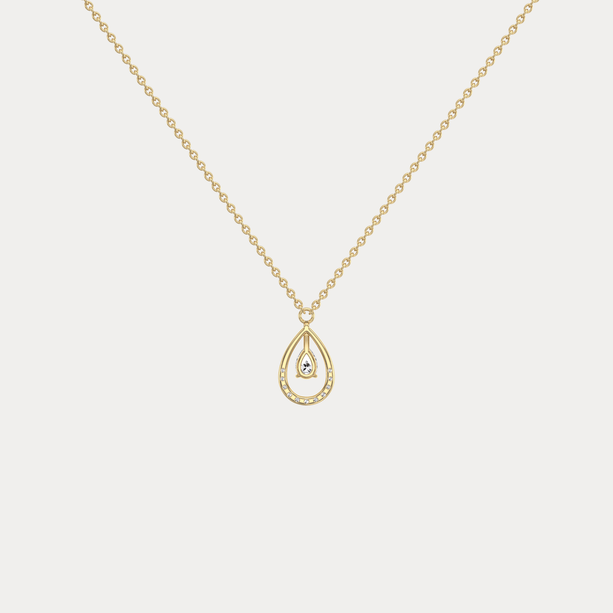 Teardrop Lab Diamond Pendant Necklace In 14K Solid Gold/Platinum - Necklaces