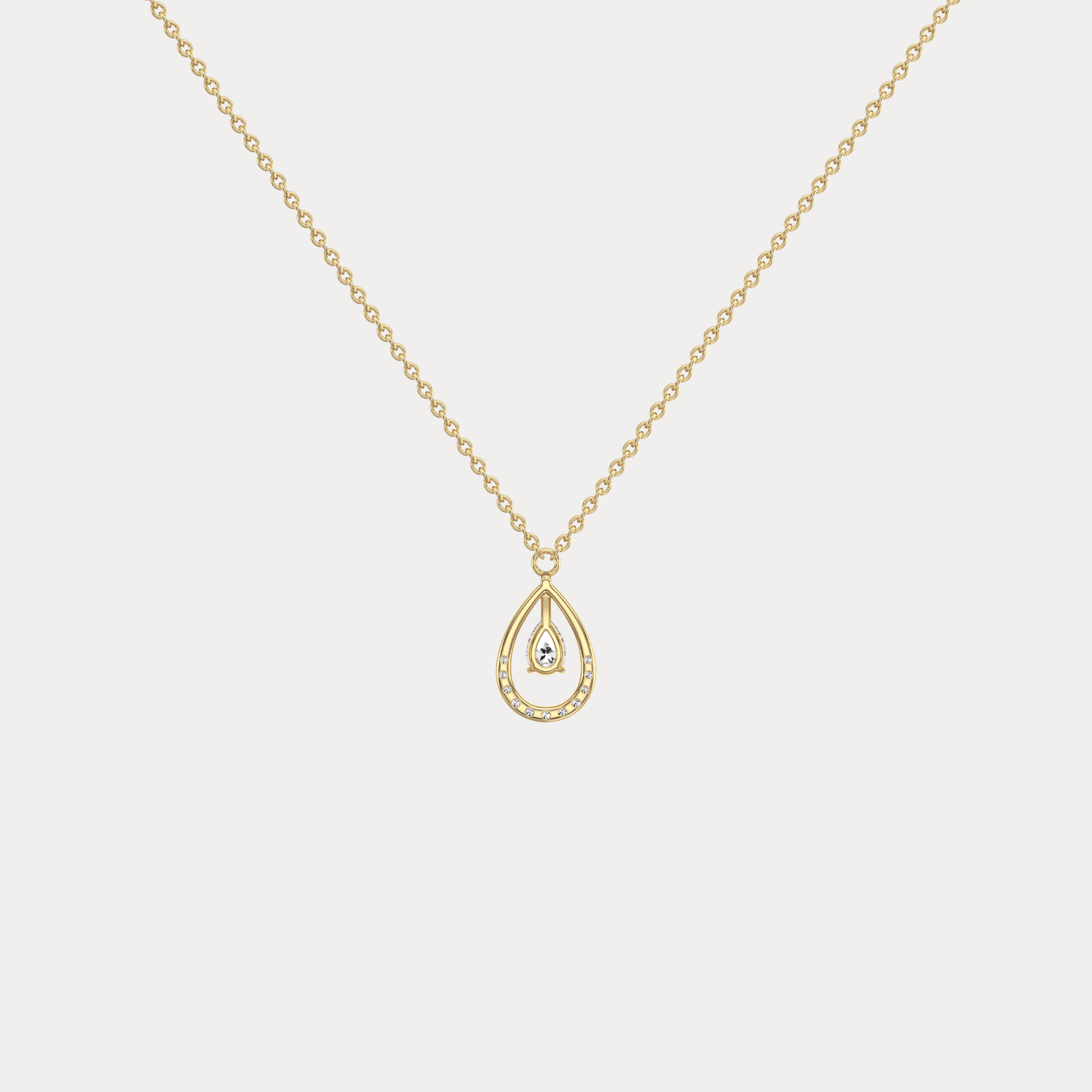 Teardrop Lab Diamond Pendant Necklace In 14K Solid Gold/Platinum - Necklaces