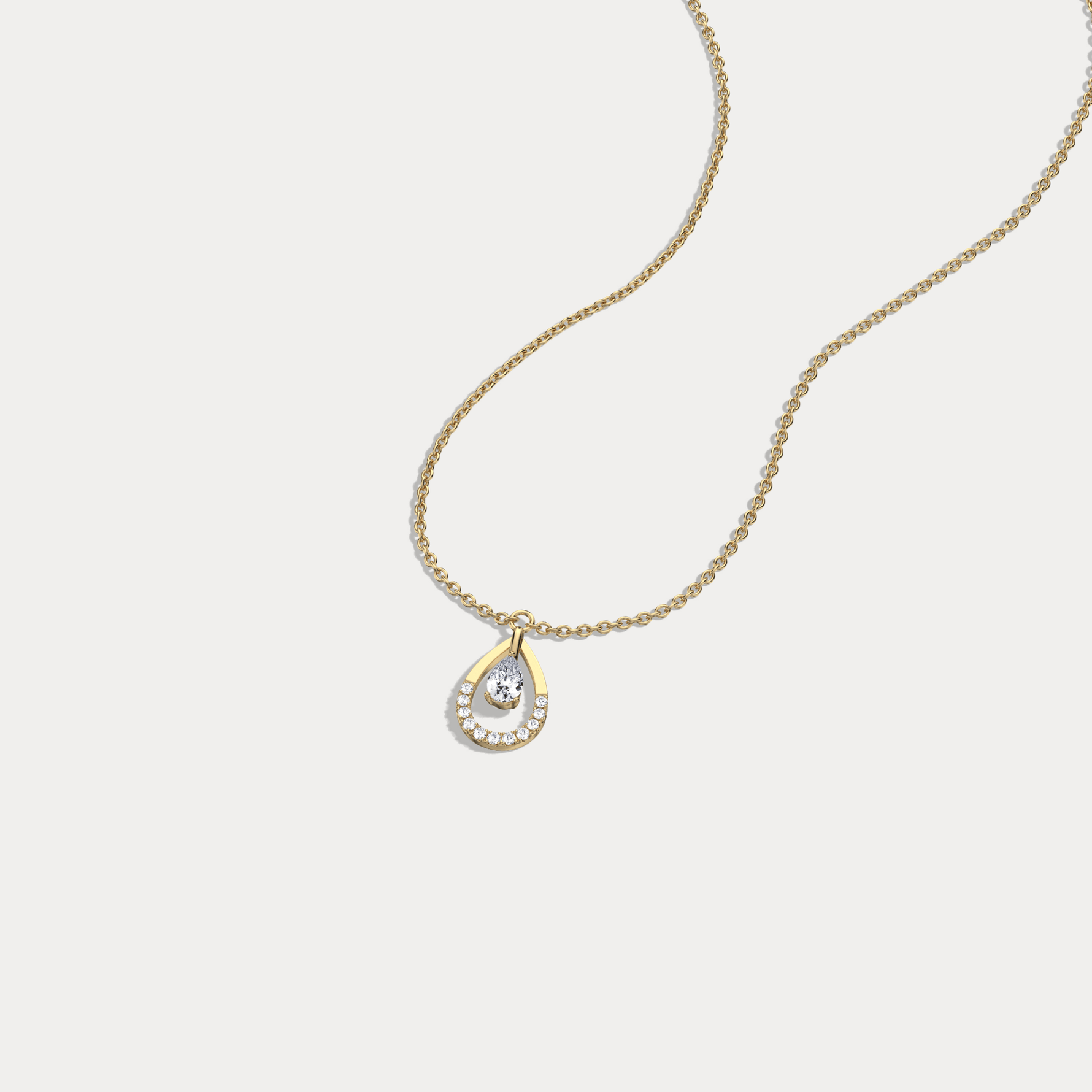 Teardrop Lab Diamond Pendant Necklace In 14K Solid Gold/Platinum - Necklaces