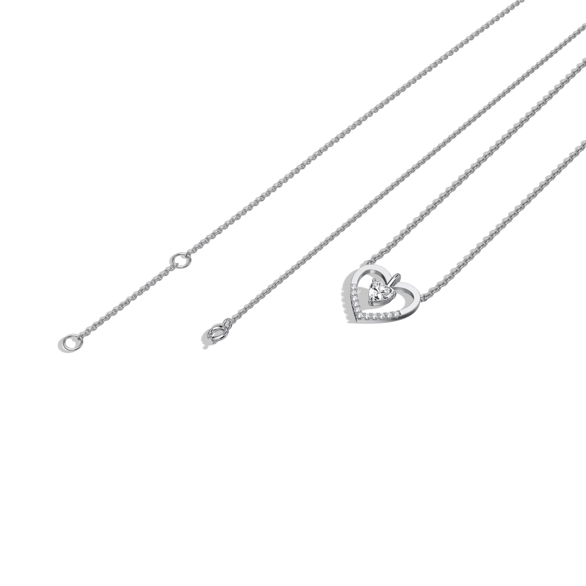 0.18CTW Lab Grown Diamond Heart Necklace In 14K Solid Gold/Platinum - 