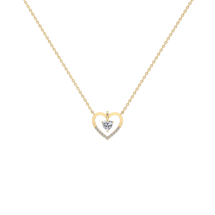 0.18CTW Lab Grown Diamond Heart Necklace In 14K Solid Gold/Platinum - 
