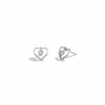 Lab Diamond Heart Stud Earrings In 14K Solid Gold/Platinum - Earrings