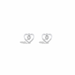 Lab Diamond Heart Stud Earrings In 14K Solid Gold/Platinum - Earrings