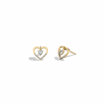 Lab Diamond Heart Stud Earrings In 14K Solid Gold/Platinum - Earrings