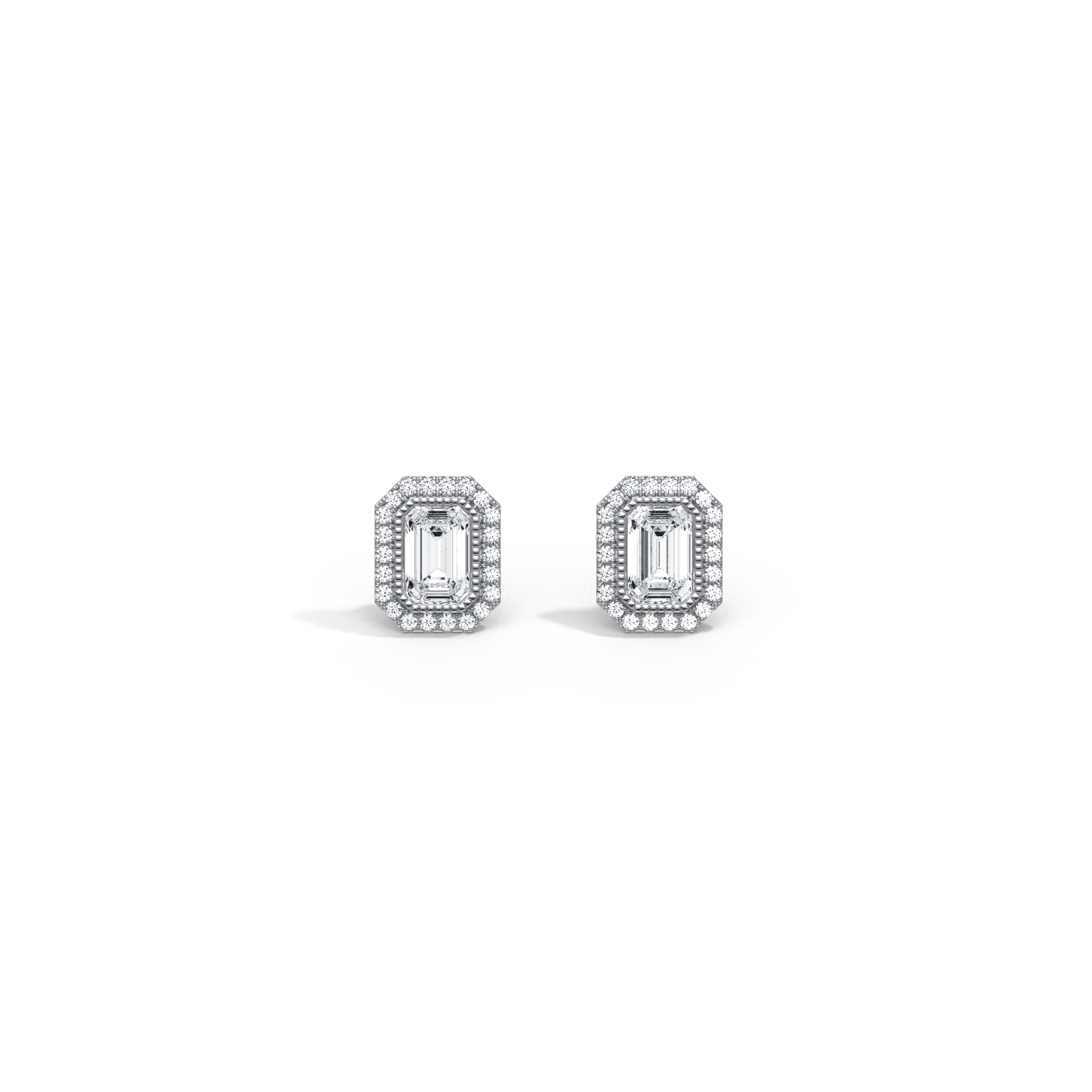 1CTW Beaded Edge Halo Lab - Grown Diamond Studs - Earrings