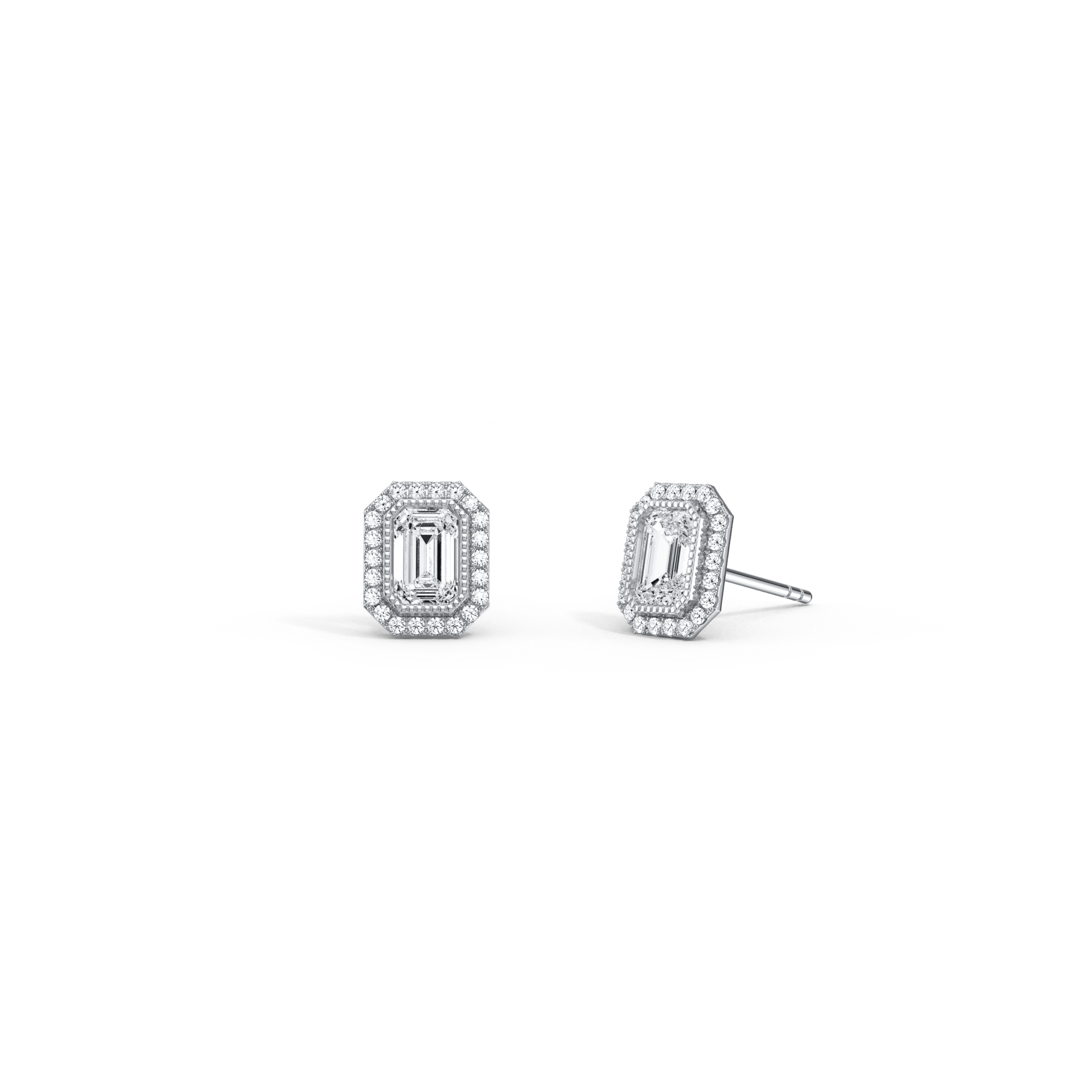 1CTW Beaded Edge Halo Lab - Grown Diamond Studs - Earrings