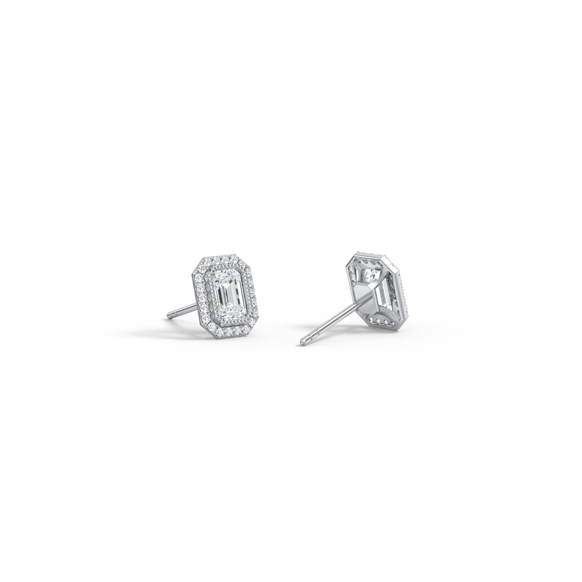 1CTW Beaded Edge Halo Lab - Grown Diamond Studs - Earrings