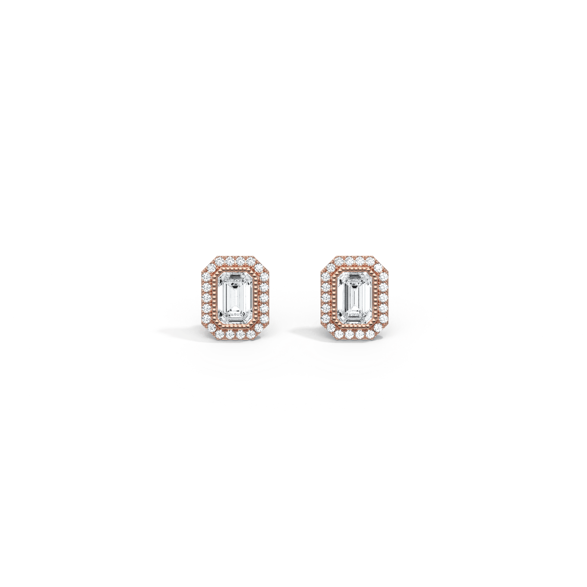 1CTW Beaded Edge Halo Lab - Grown Diamond Studs - Earrings