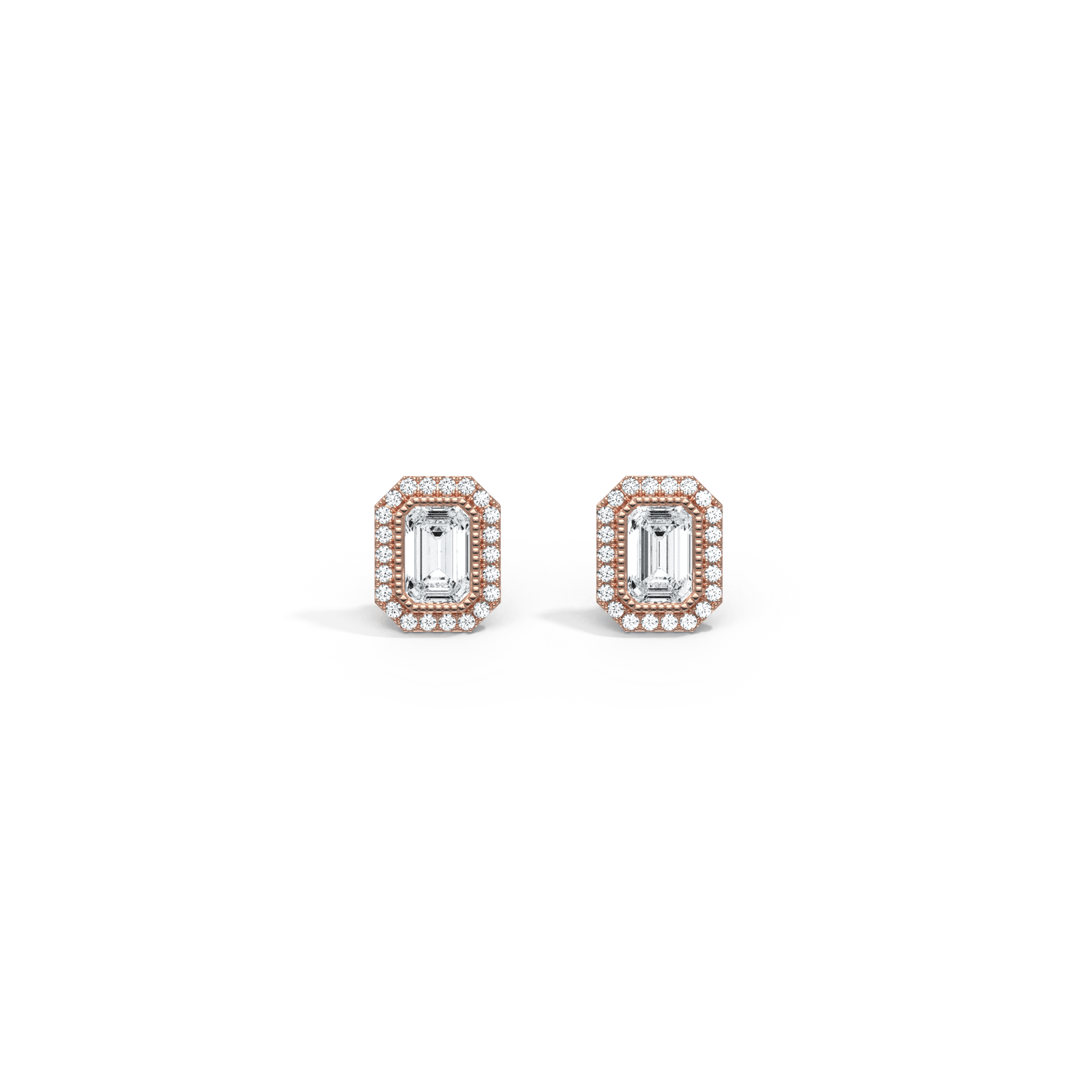 1CTW Beaded Edge Halo Lab - Grown Diamond Studs - Earrings