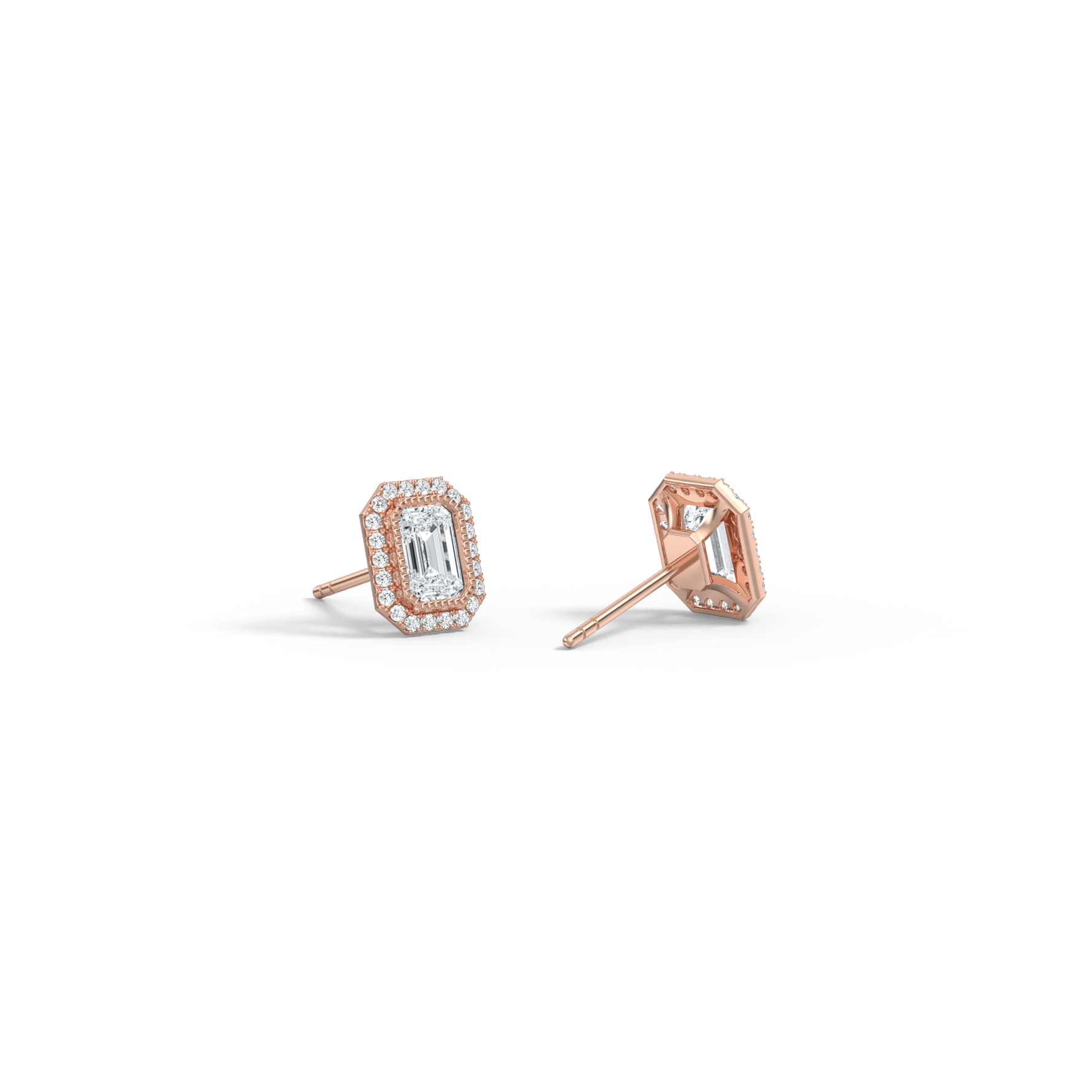 1CTW Beaded Edge Halo Lab - Grown Diamond Studs - Earrings