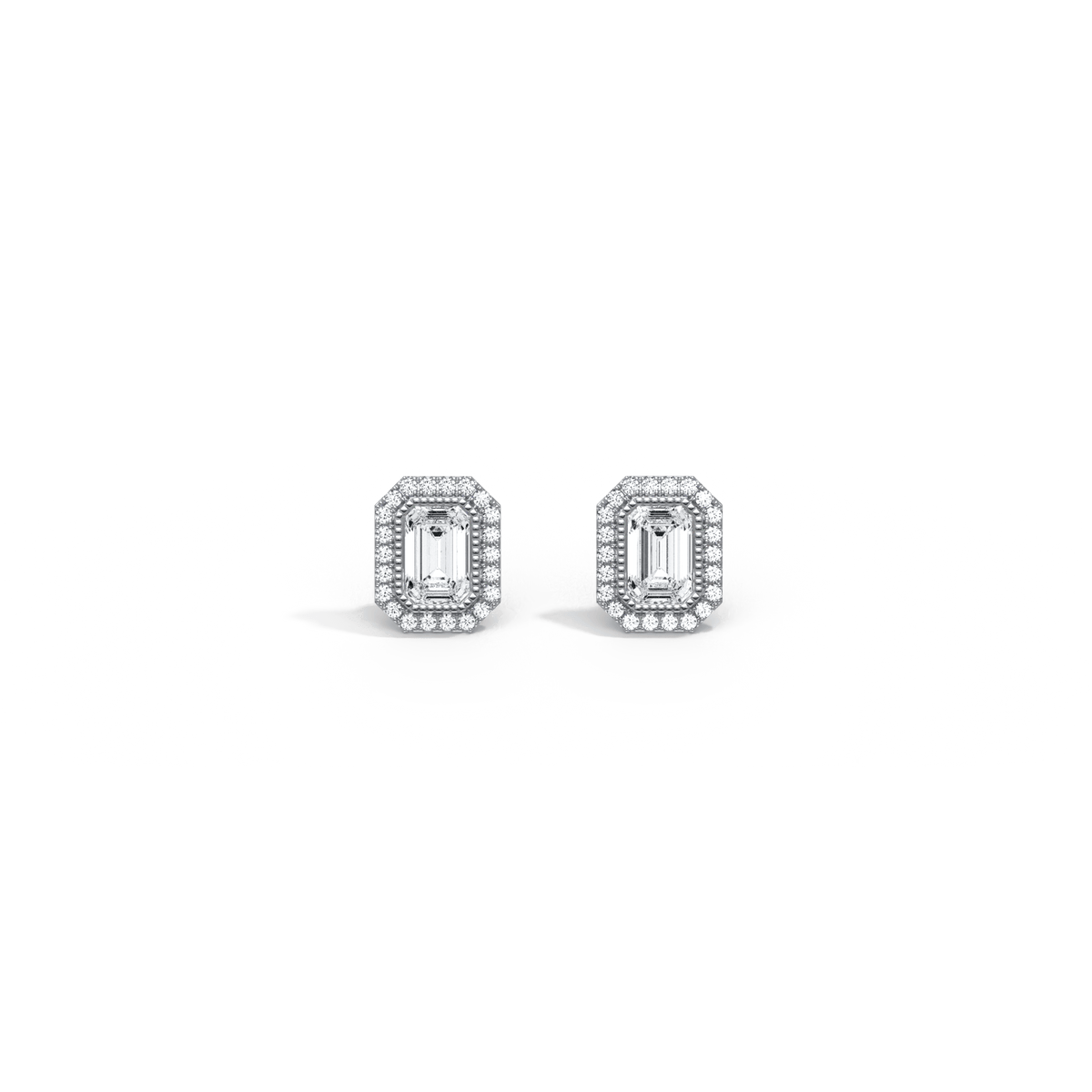 1CTW Beaded Edge Halo Lab - Grown Diamond Studs - Earrings