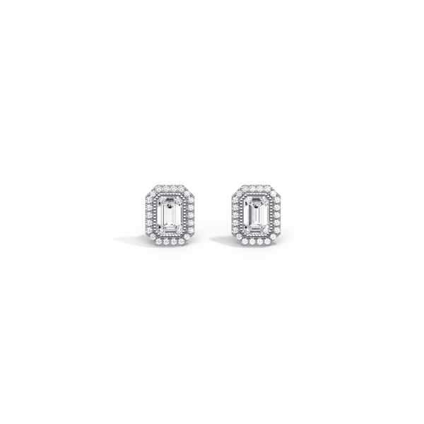 1CTW Beaded Edge Halo Lab - Grown Diamond Studs - Earrings