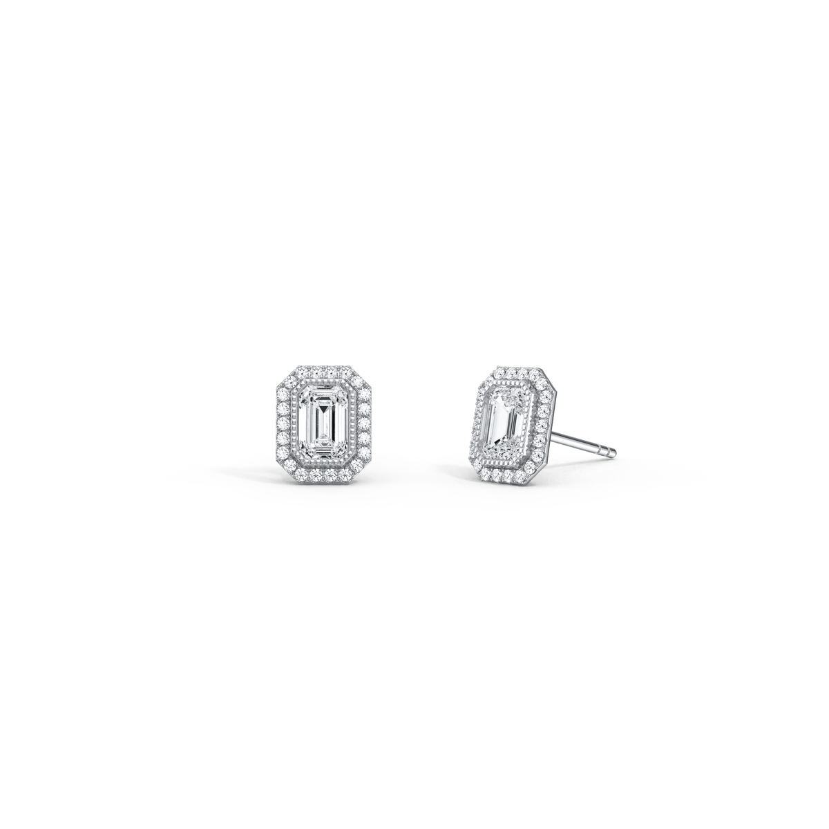 1CTW Beaded Edge Halo Lab - Grown Diamond Studs - Earrings