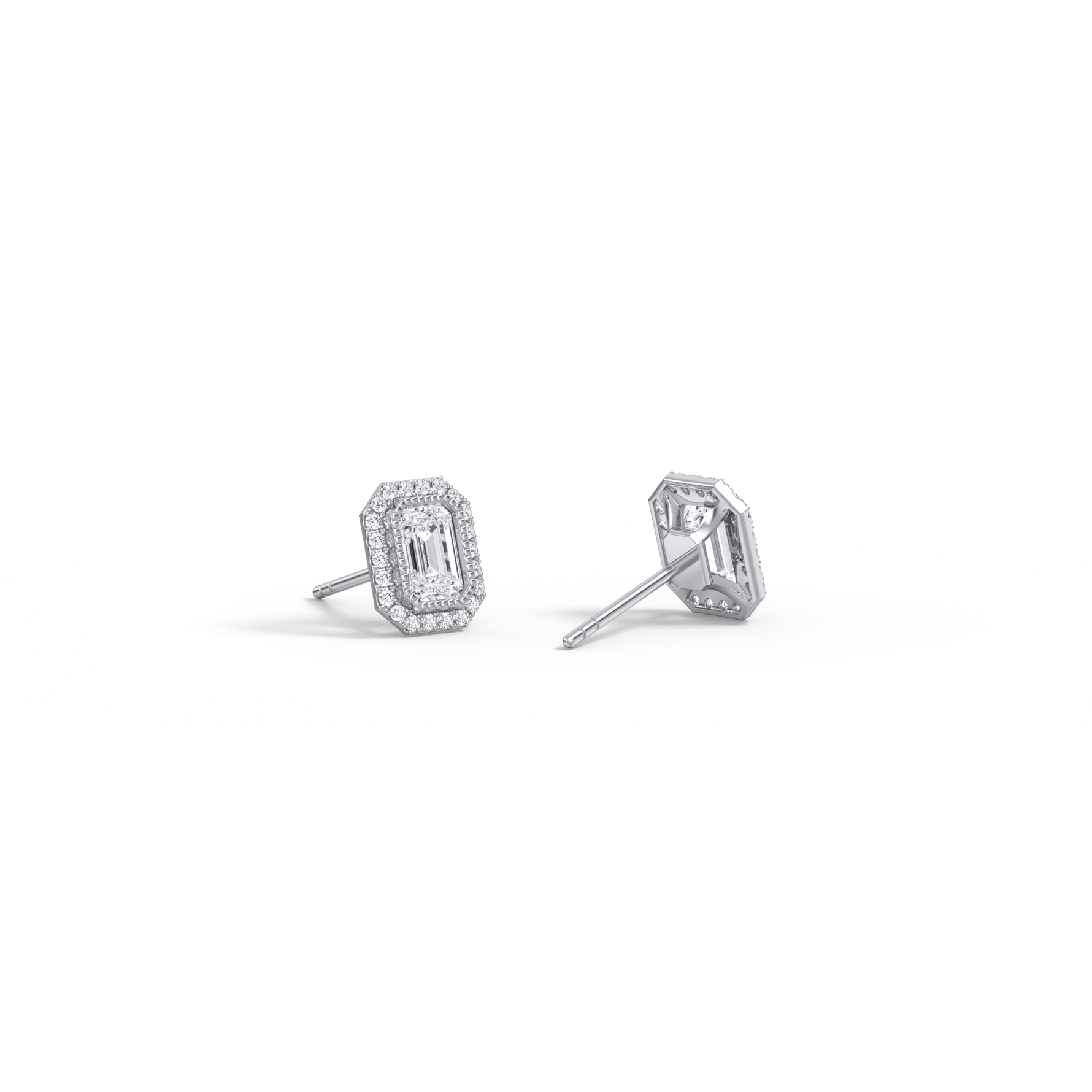 1CTW Beaded Edge Halo Lab - Grown Diamond Studs - Earrings
