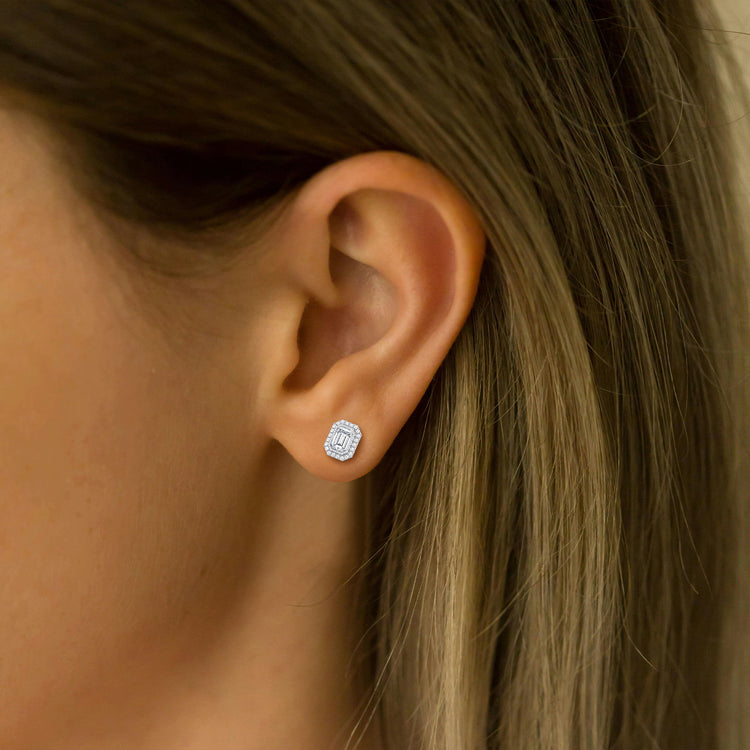 1CTW Beaded Edge Halo Lab - Grown Diamond Studs - Earrings