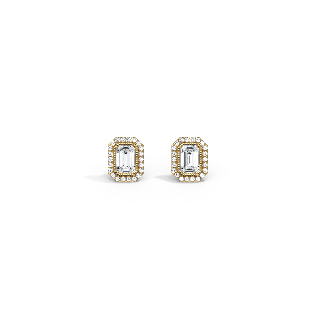 1CTW Beaded Edge Halo Lab - Grown Diamond Studs - Earrings