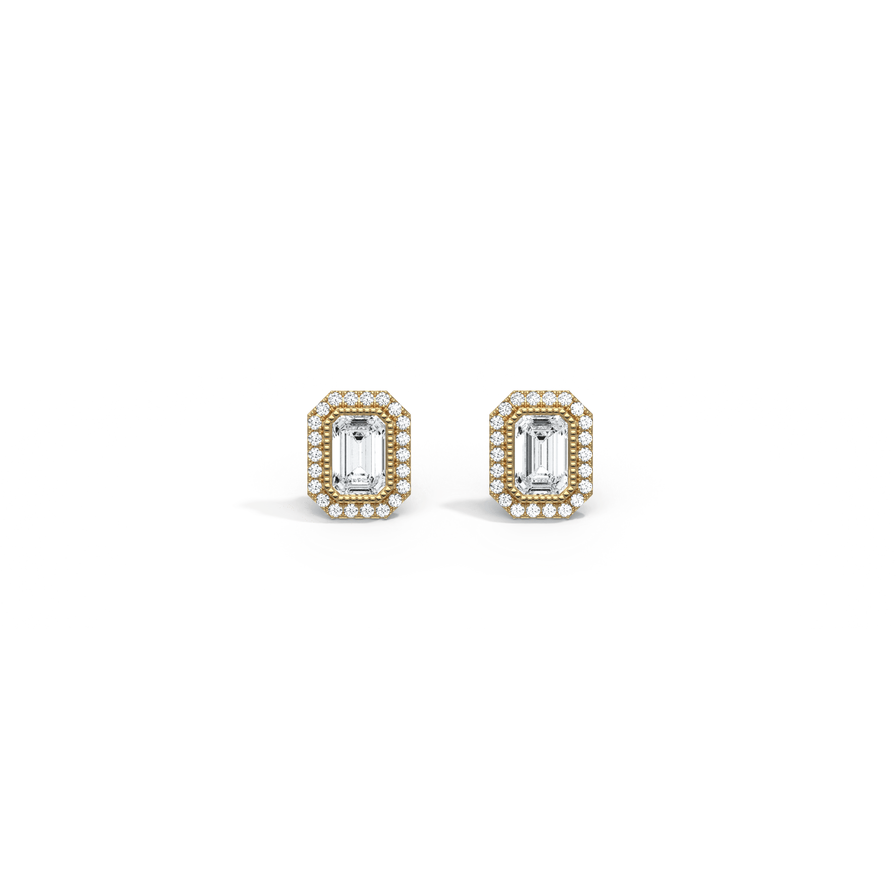 1CTW Beaded Edge Halo Lab - Grown Diamond Studs - Earrings