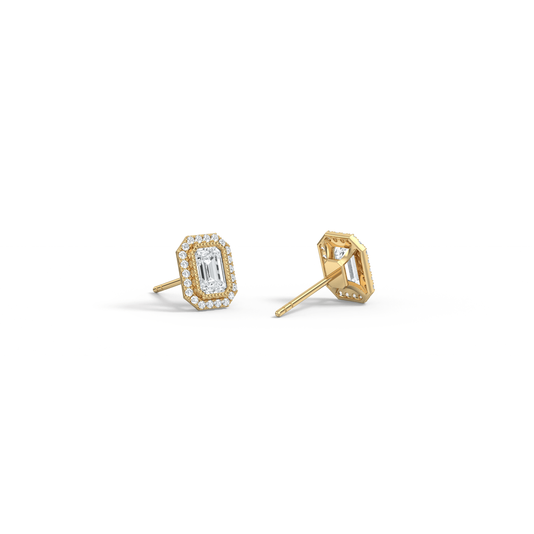 1CTW Beaded Edge Halo Lab - Grown Diamond Studs - Earrings