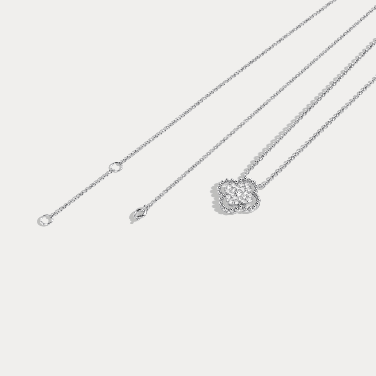 Lab Diamond Clover Pendant Necklace In 14K Solid Gold/Platinum - Necklaces