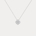 Lab Diamond Clover Pendant Necklace In 14K Solid Gold/Platinum - Necklaces
