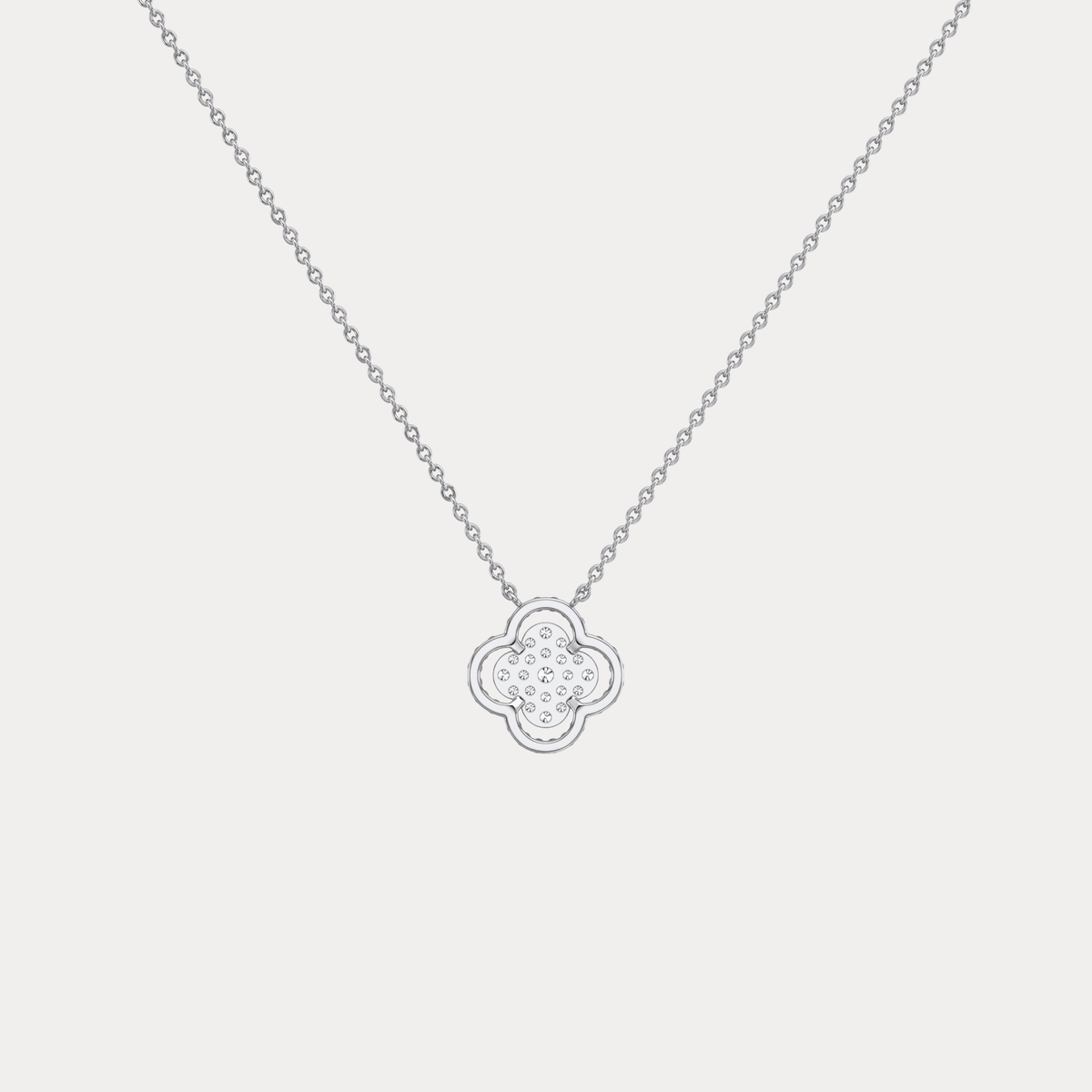 Lab Diamond Clover Pendant Necklace In 14K Solid Gold/Platinum - Necklaces