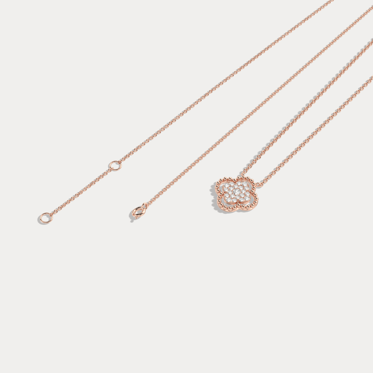 Lab Diamond Clover Pendant Necklace In 14K Solid Gold/Platinum - Necklaces