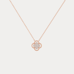 Lab Diamond Clover Pendant Necklace In 14K Solid Gold/Platinum - Necklaces