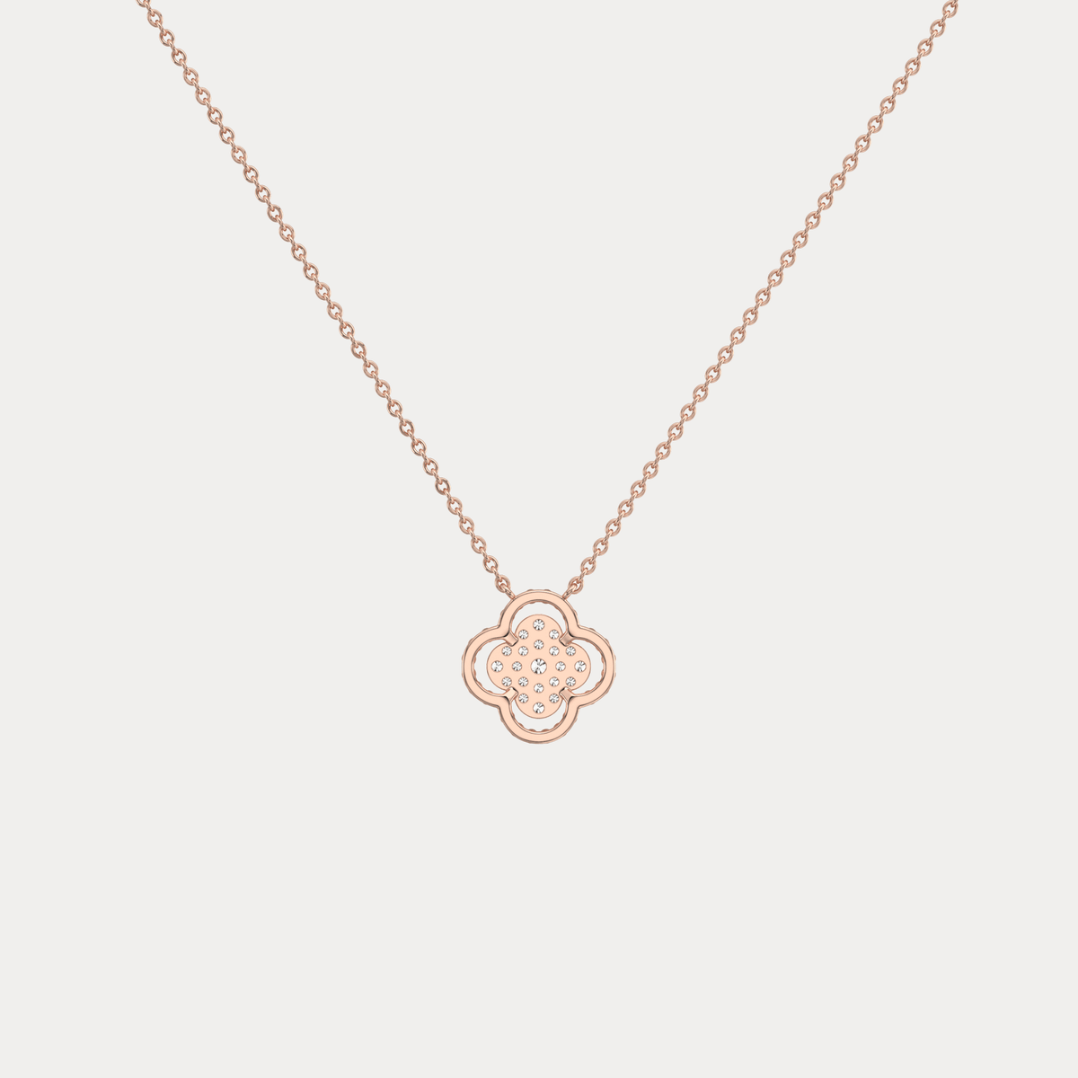 Lab Diamond Clover Pendant Necklace In 14K Solid Gold/Platinum - Necklaces