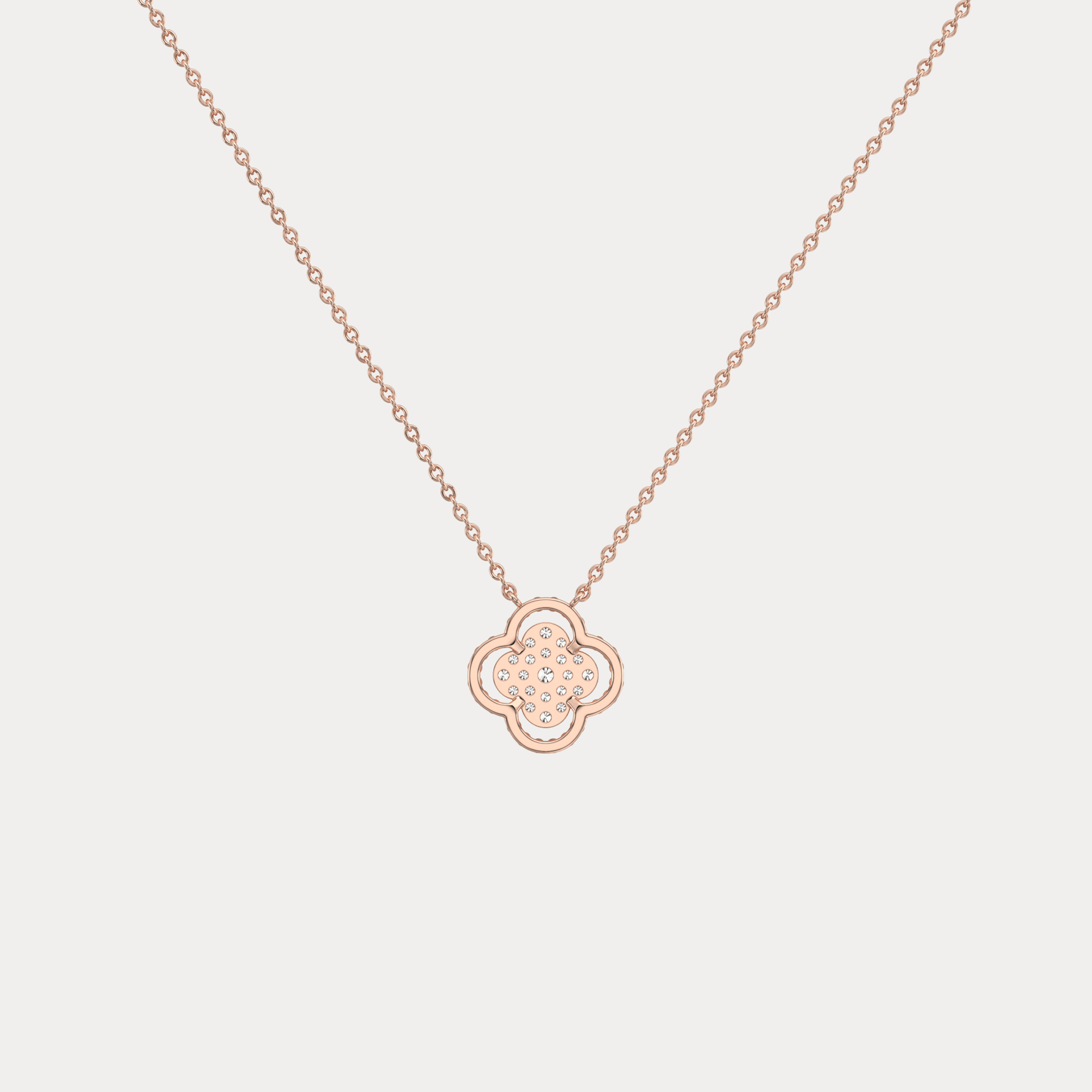 Lab Diamond Clover Pendant Necklace In 14K Solid Gold/Platinum - Necklaces