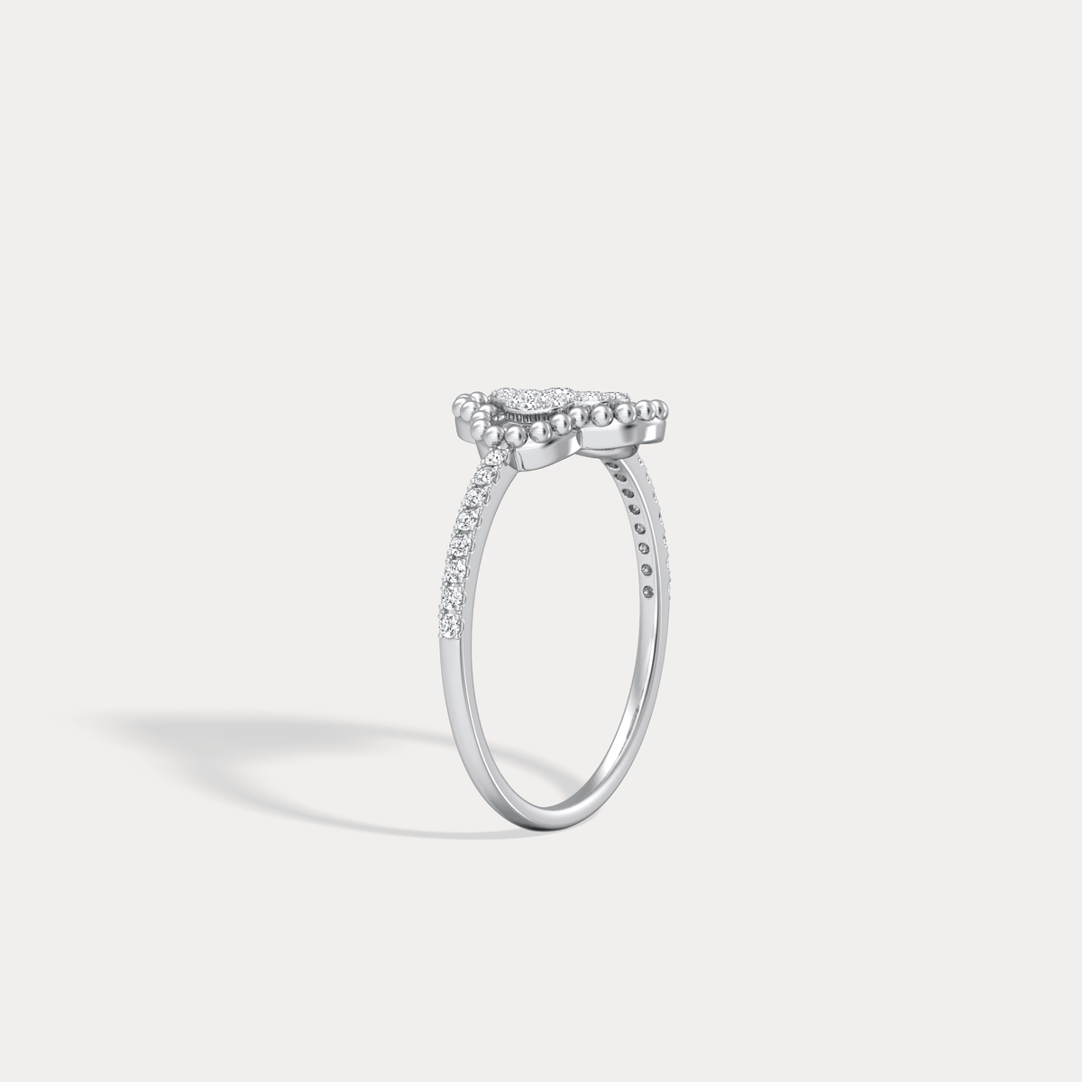 14K Gold / Platinum Pave Lab - Grown Diamond Clover Ring - Rings